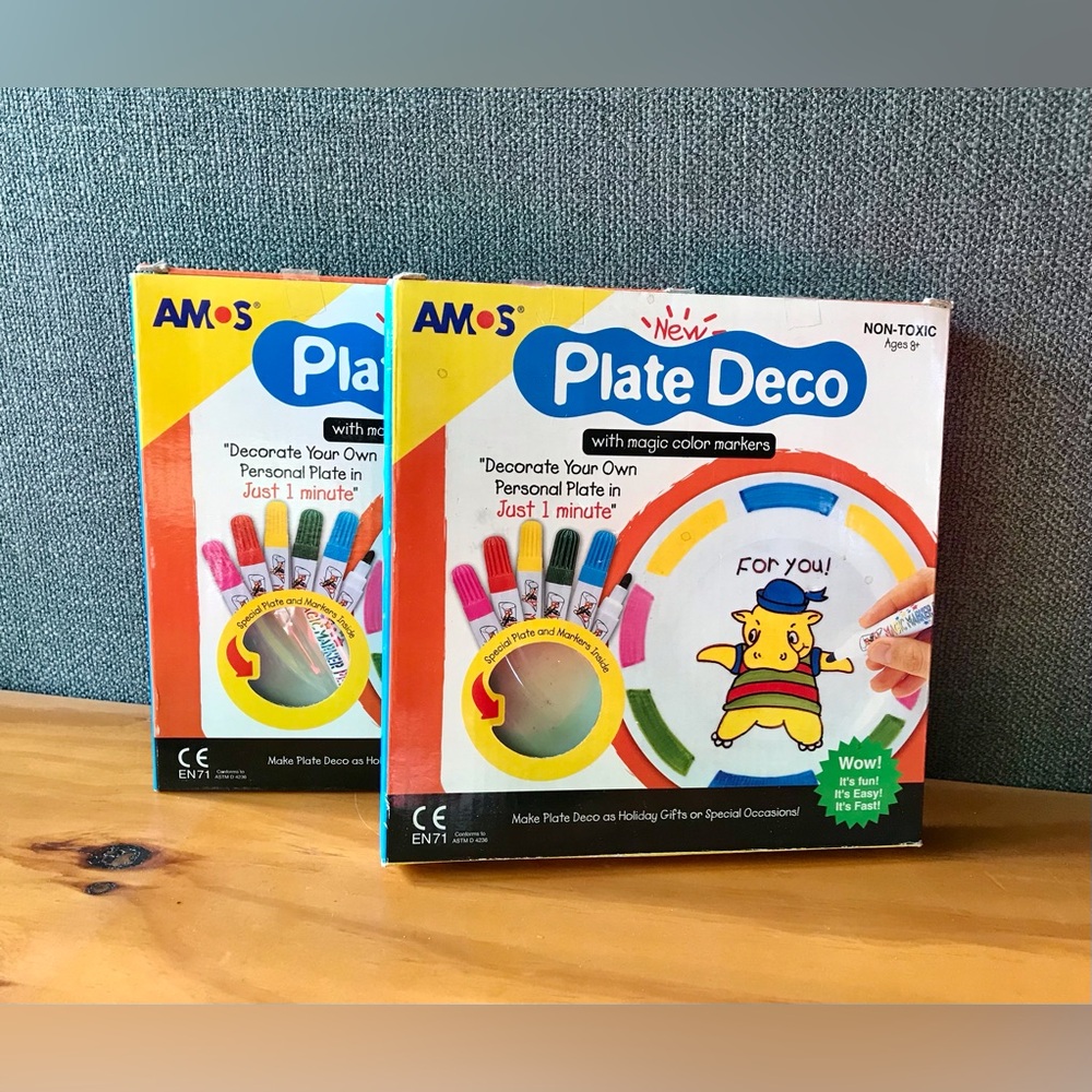 2 NEW Amos PLATE DECO Create Your Own Dinner Plate Kids Arts Crafts Kit DIY